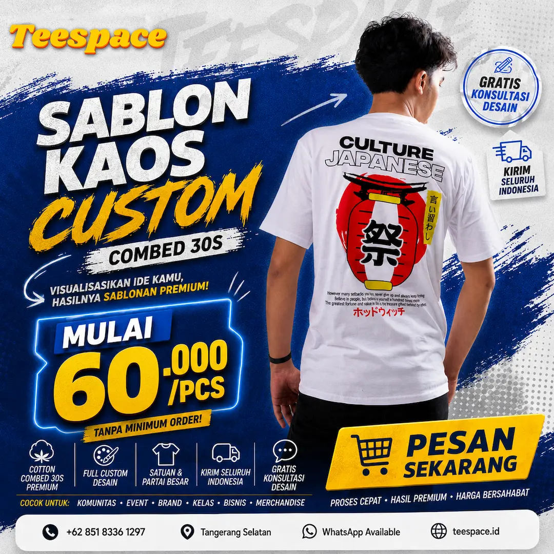 Kaos Sablon Custom Combed 30s Premium Murah untuk Komunitas, Event & Perusahaan